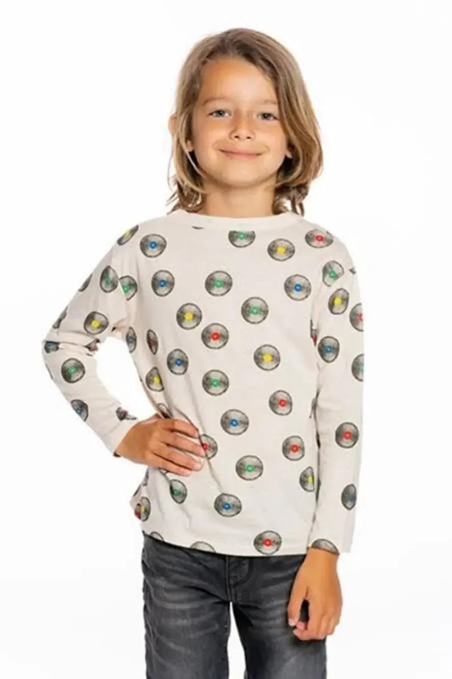 Chaser Kids 14 Cream Vinyl Record Long Sleeve T Shirt Streetwear Vintage V7-15